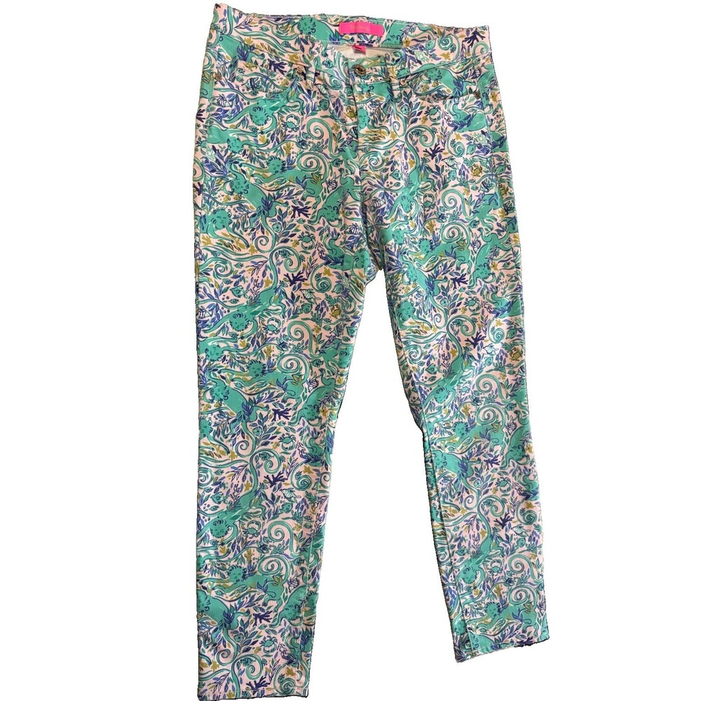 Lilly Pulitzer Pants South Ocean Monkey See Monkey Do Pants Jeans Sz 10